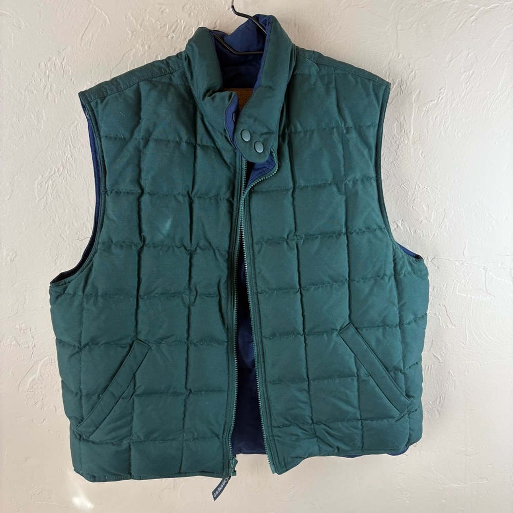 G.H Bass & Co Green Blue Reversible Puffer Vest Medium Pockets Zipper Medium